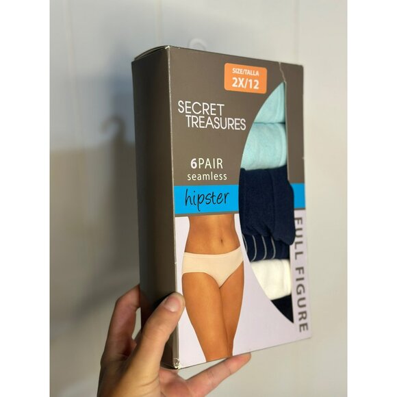 Secret Treasures 6-Pack Women’s Seamless Hipster Panties | 2X/12 Assorted Colors - Picture 2 of 3